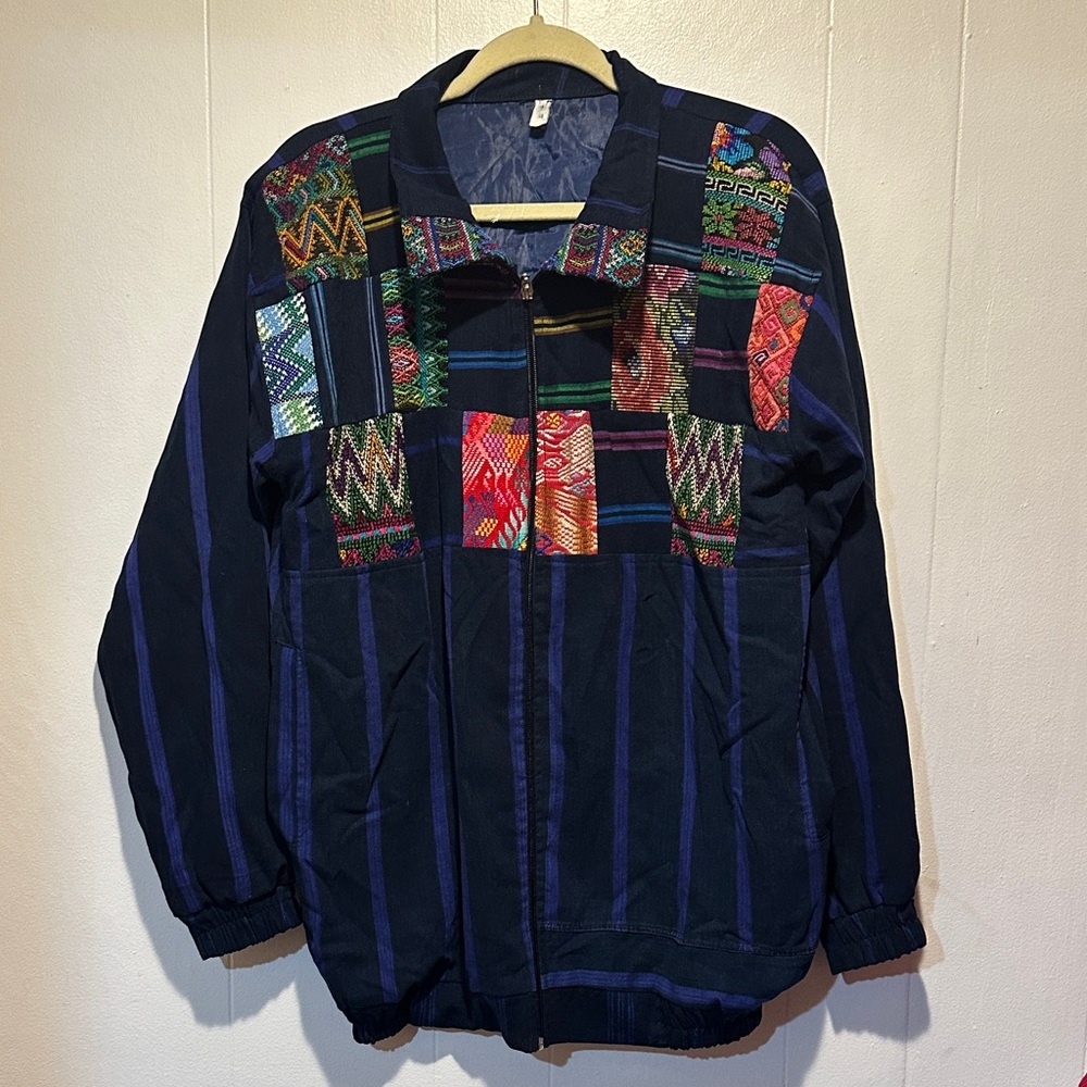Vintage women’s  embellished jacket size xl patchwork‎ embroidered needle point